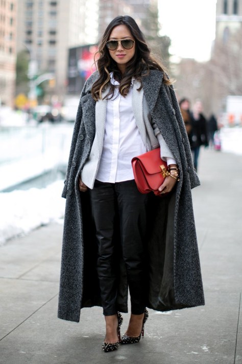 Song of Style - In Grey Coat and Leather Pants - Executive Salad